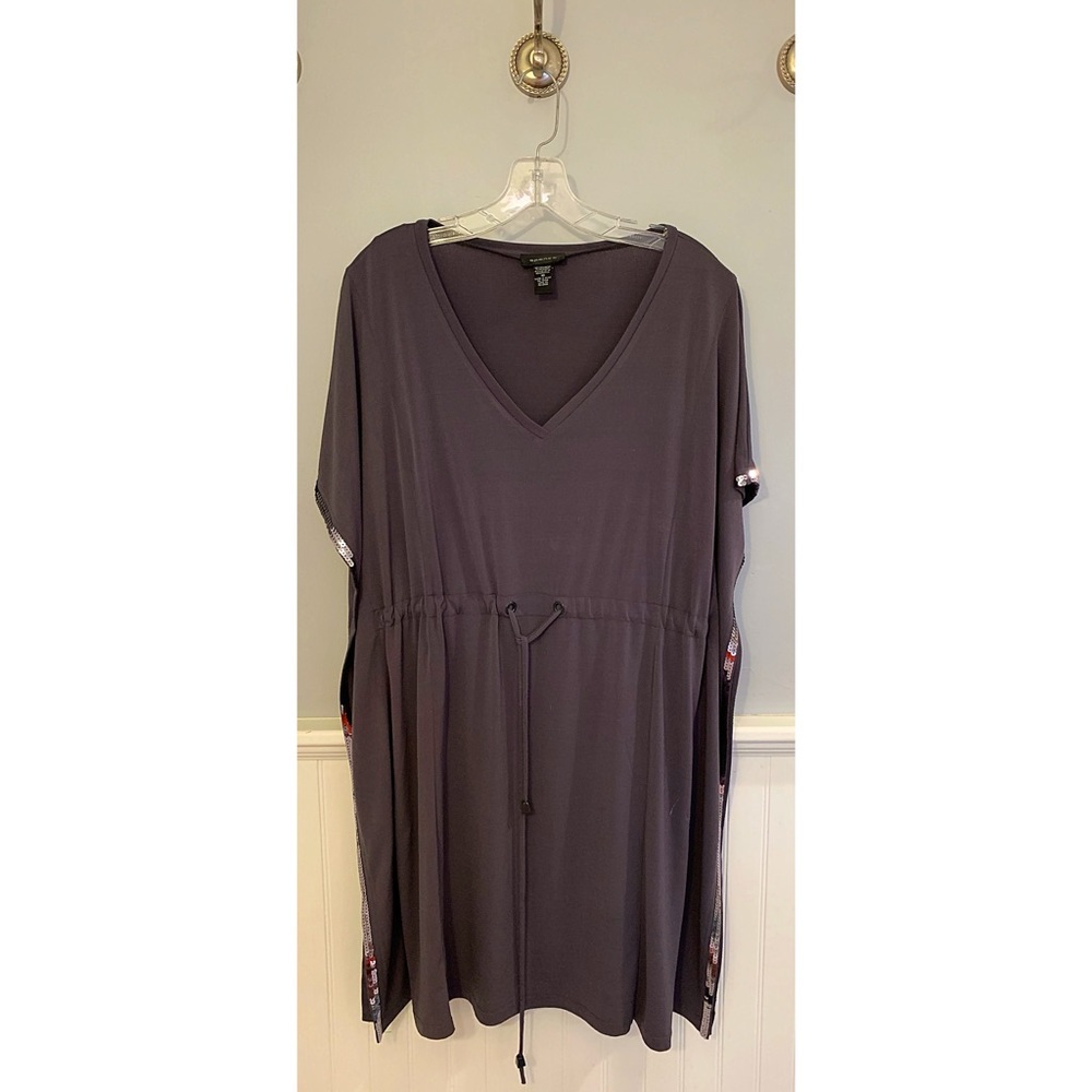 Gray Short Sleeved Dress with Sequin Detail